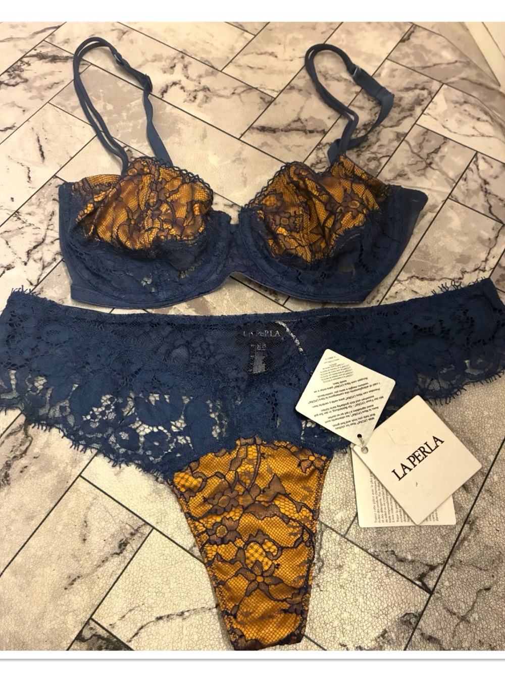 La Perla Oriental Suite Silk Satin Leavers Lace Limited Edition 32C & Panty (4) - Picture 6 of 8